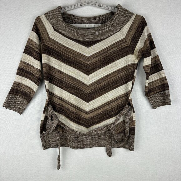 AGB Tops - AGB WOMEN'S SWEATER TOP BLOUSE STRIPE BROWN LARGE PREPPY, L